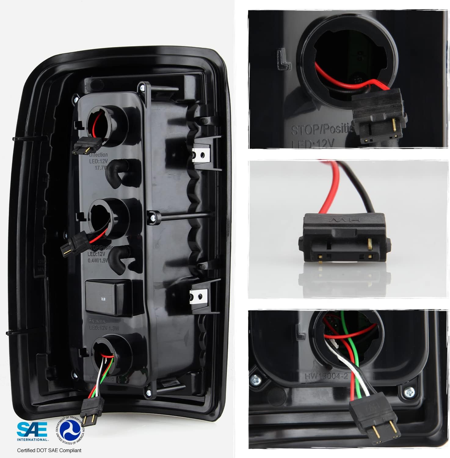 AKKON - Fits 2000-2006 Chevy Tahoe Suburban 1500/2500 GMC Denali Yukon XL Full LED [C-Tube] Chrome Tail Lights Brake Lamp Pair