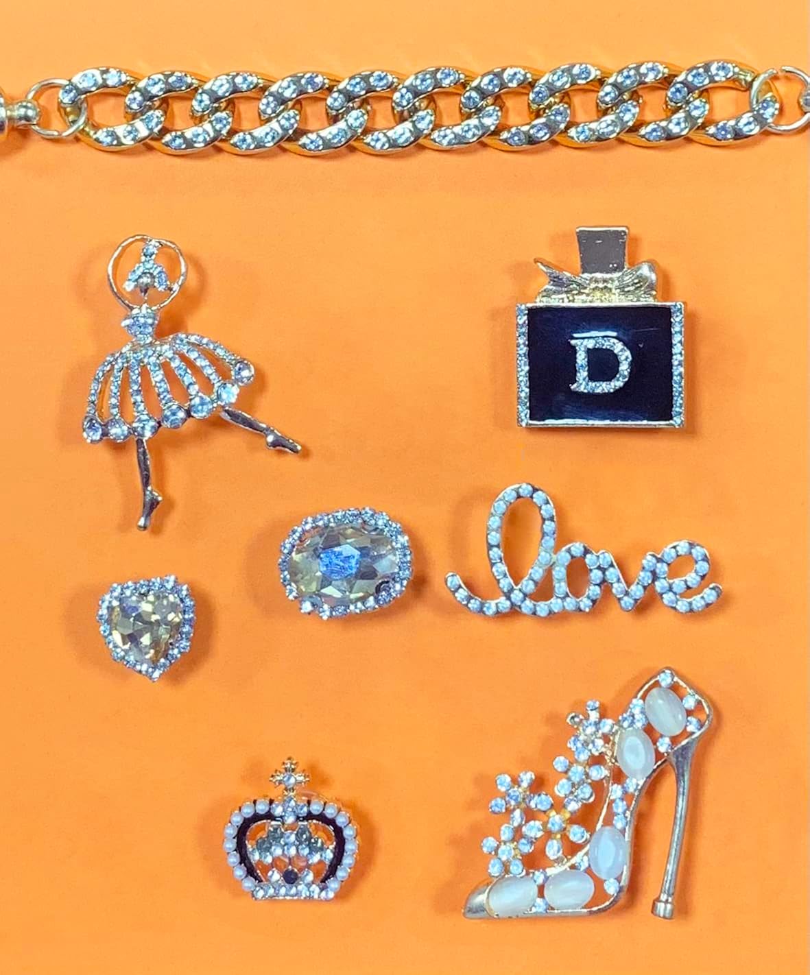 Vista 4 de YOSHUYUKI Bling Jewelry - Dijes para zapatos de diamantes esmaltados para decoración de zapatos con cadenas y accesorios para niñas