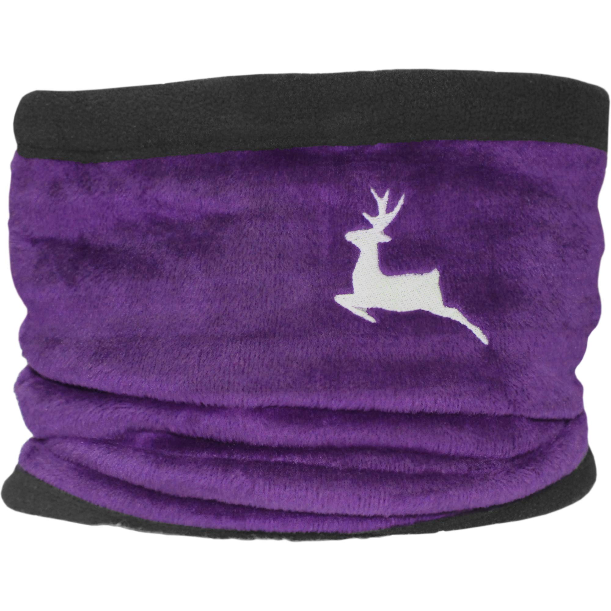 Teddyts Men's Purple Wo's Festive Christmas Reindeer Fleece Snood Scarf With Adjustable Toggle (Purple)