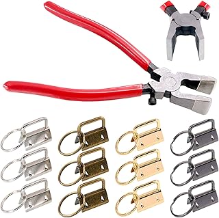 Keadic 41 Sets 1 Inch 4 Colors Key Fob Hardware with Key Fob Plier Kit, Glass Cutting Tool Attached with Rubber Tips, Perfect for Wristlet Key Fobs, Key Lanyard and Key Chain Making Hardware Supplies