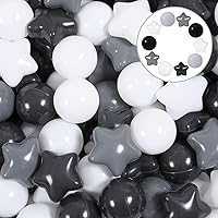 Vista 42 de Paquete de 100, 200, 500 pelotas para alberca de bolas, set de estrellas y redondas, sin BPA, sin ftalatos, no tóxico, a prueba de aplastamiento