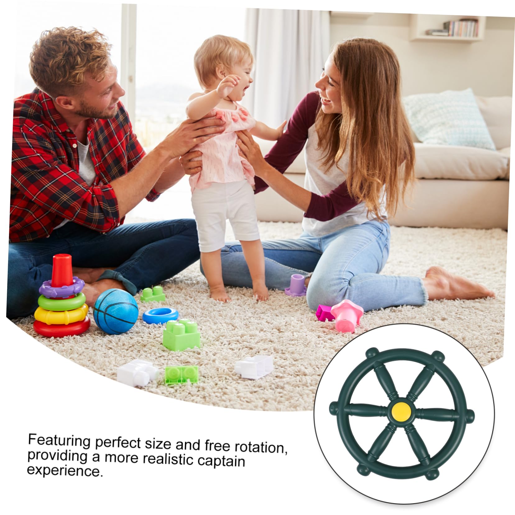 ERINGOGO Backyard Playset Swing Steering Wheel Toy Pirate Style Sturdy Pp Material Easy Installation