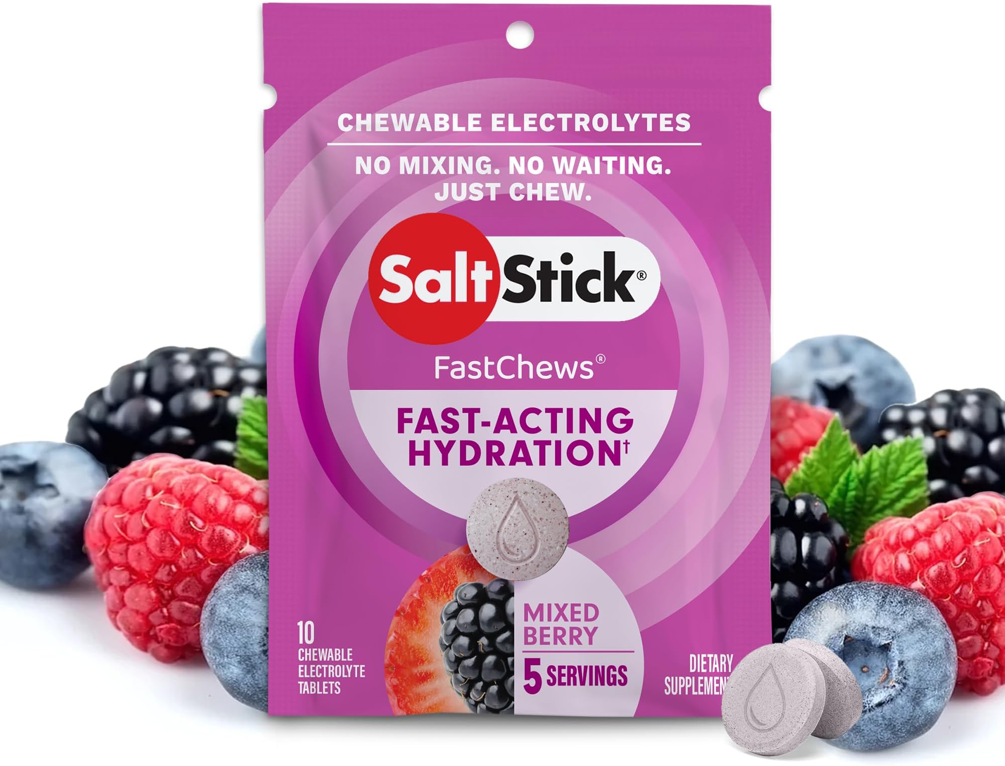 SaltStick FastChews, Electrolyte Replacement Tablets for Rehydration, Exercise, Hiking & Sports Recovery, Mixed Berry…