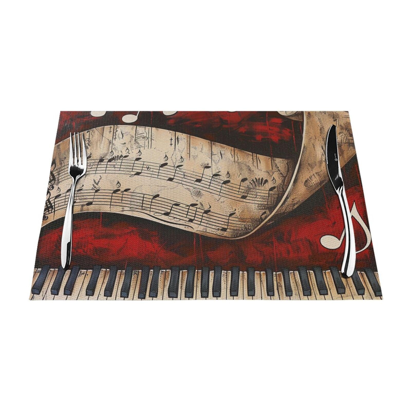 Set de table PVC musique et piano lavable lot de 6 pièces antidérapantes