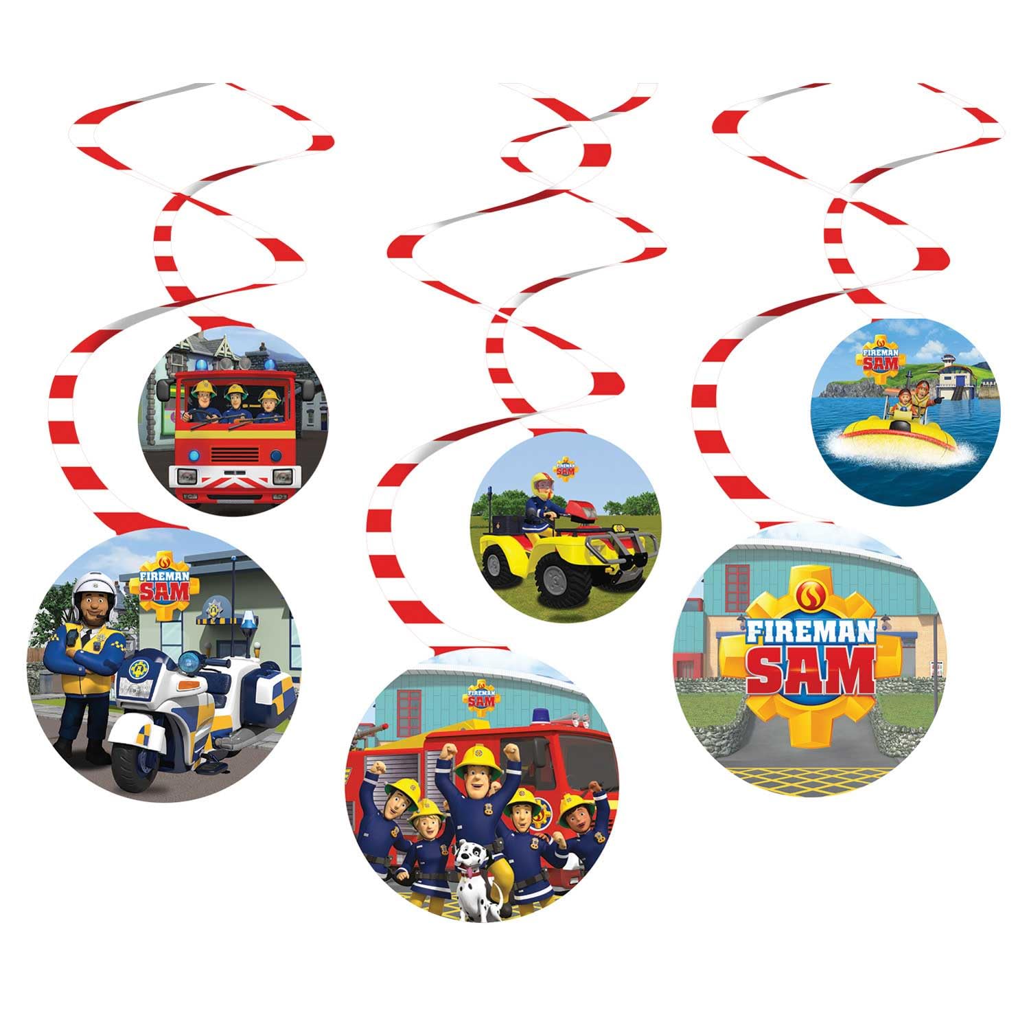 Amscan 9912963 - Fireman Sam Kids Birthday Party Hanging Swirl Garlands Decorations - 6 Pieces
