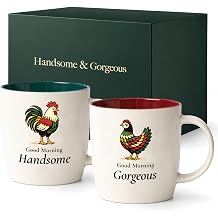 Triple Gifffted Good Morning Handsome Gorgeous Coffee Mug Set, Ceramic 13Oz