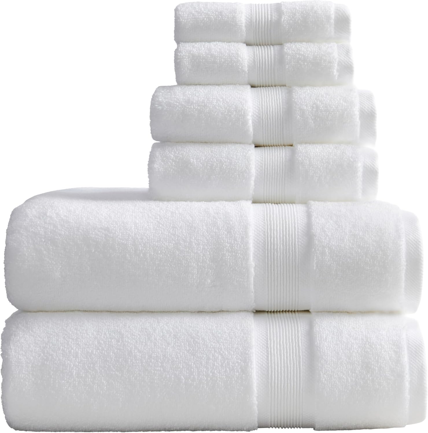 Springtree Home Luxury Bamboo Rayon Bath Towel Set 6 Piece Set | 35% Bamboo Rayon - 65% Zero Twist Cotton | Absorbent Quick-Dry Towels for Bathroom | Oeko-TEX Standard 100 Cotton | White