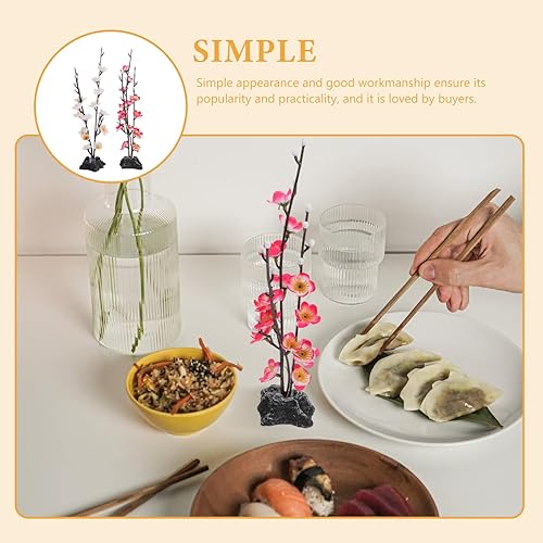 Miniatura 9 de Hemoton Flores artificiales de cerezo en flor, 4 piezas, decoraciones de plato de sashimi para centro de mesa de restaurante japonés, adornos