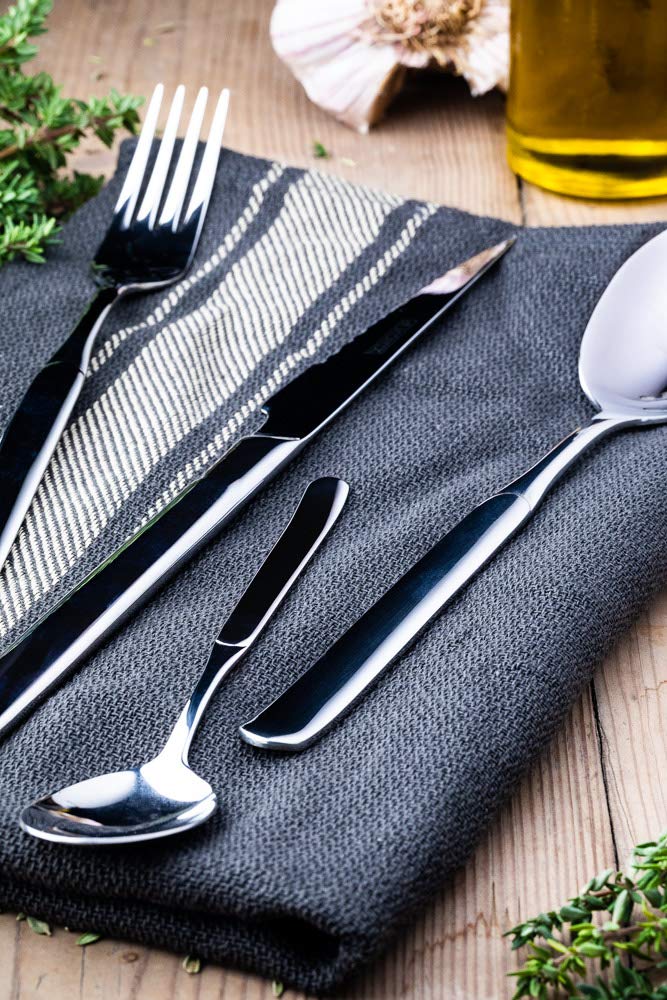 MONIX Milan | Ménagère 24 Pièces Pour 6 Personnes, Argent, Polissage ideal, Acier Inoxydable, avec Couteau Viande