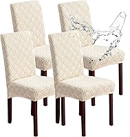 Vista 48 de Genina Fundas impermeables para sillas de comedor, fundas elásticas de jacquard para sillas de comedor, extraíbles y lavables, protector de silla