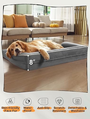 Miniatura 6 de Cama ortopédica extra grande para perros impermeable cama de espuma viscoelástica para perros XL y extra grandes, sofá sofá, lavable con funda