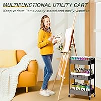 Vista 8 de LEHOM 3 Tier Rolling Storage Cart, Metal Trolley Utility Cart with Wheels & Hooks, Easy Assembly Organizer Storage Cart for Bathroom Kitchen Office