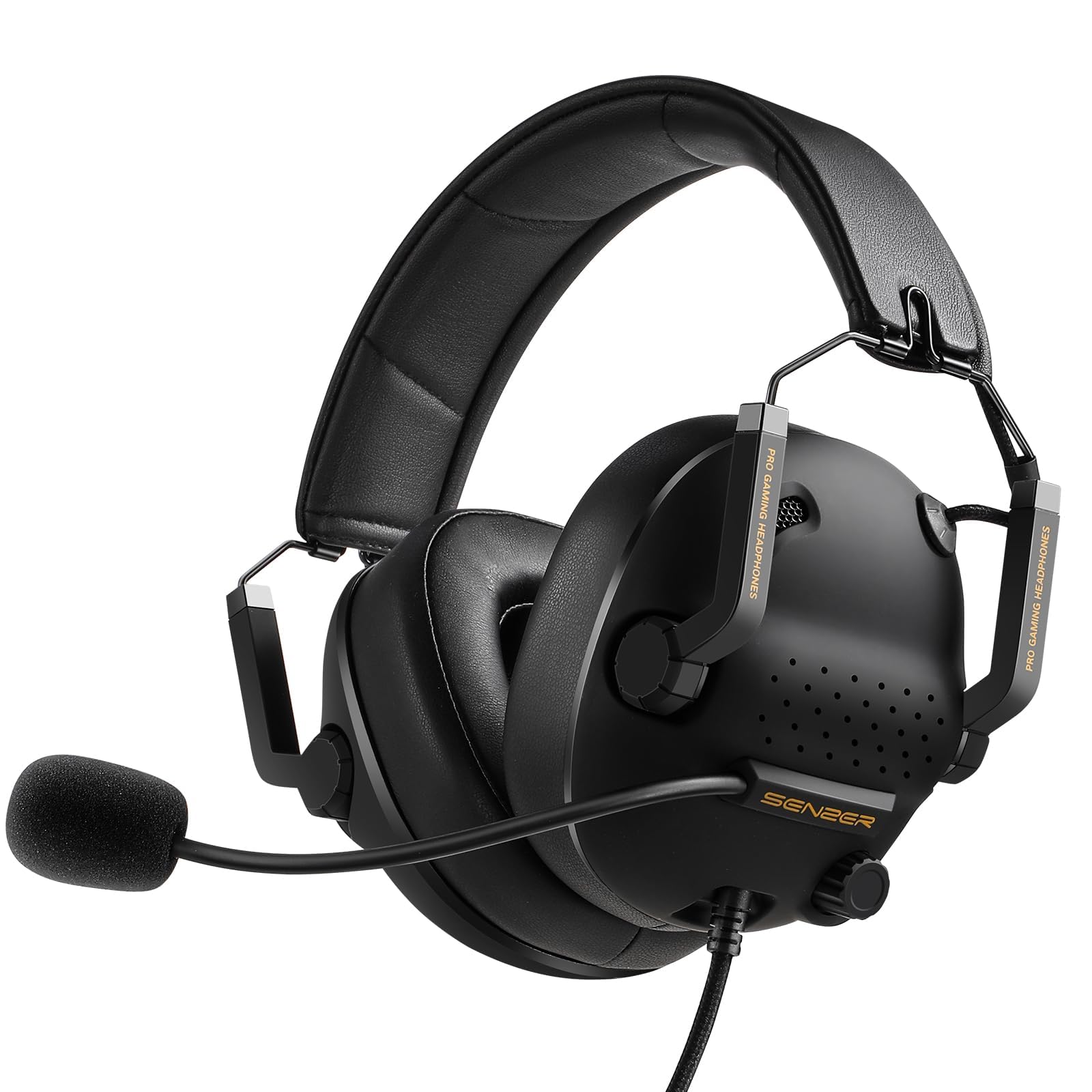 Senzer Cuffie gaming con cancellazione del rumore con microfono per Xbox One PS4 PS5 PC, imbottitura morbida in memory foam, pieghevole portatile, cuffie gamer cablate con microfono per Xbox 1 PS4 NS