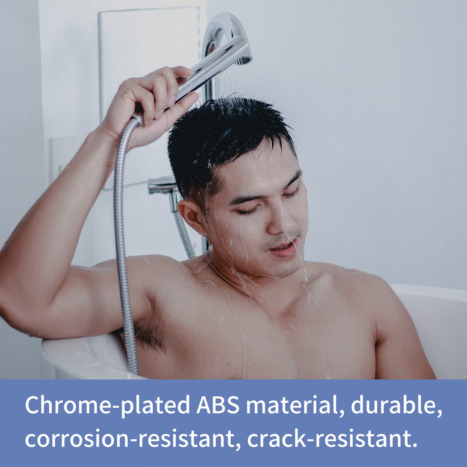 Soffione Doccia, 3 Funzioni Doccia a Mano ad Alta Pressione, ABS Cromato Doccino per Doccia con Ugello in Silicone (Argento)