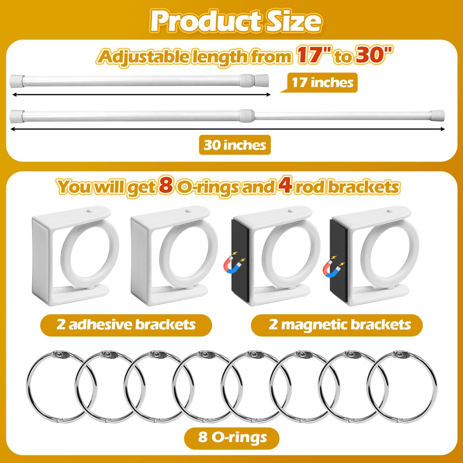 Adjustable Magnetic Rod for Classroom Whiteboard, 17-30 Inches Flip Calendar for Classroom with 2 Magnetic and 2 Adhesive Mounting Brackets image 3