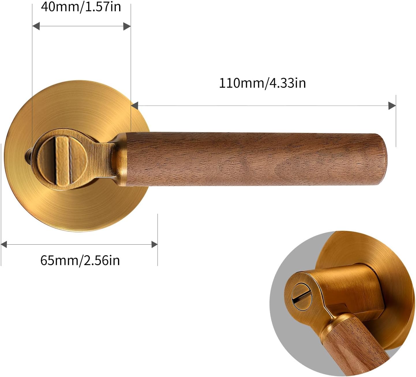 10 Pack Brown Keyless Zinc Alloy Wooden Door handlesleft or Right Hand Door Handles, Used for Bedroom or Bathroom Door Locks
