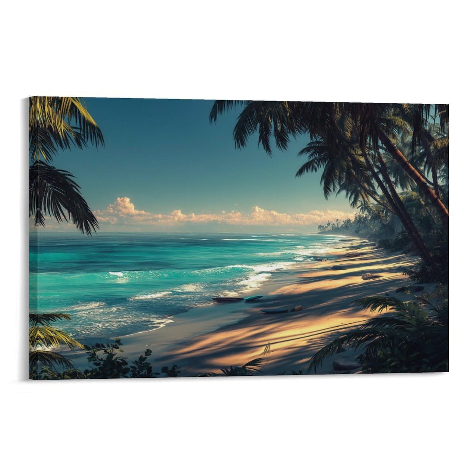 Nqhxlrudc Frame-Style-7 Sunshine Beach Canvas Wall Art Picture Print Cultural Landscape Eclectic Wall Decor Cultural Landscape Giclee Artwork Natural Home, Hotel, Exhibition Hall, Public Area 16X24inch(40X60cm)