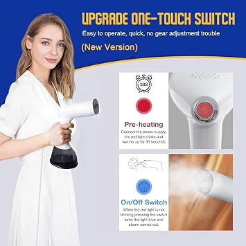 Rolipo Steamer for Clothes 1350W, Portable Handheld Clothes Steamer for Home & Travel, Upgraded 400ML Tank, Fast Heat-Up Wrinkle Remover with Leak-Proof Design