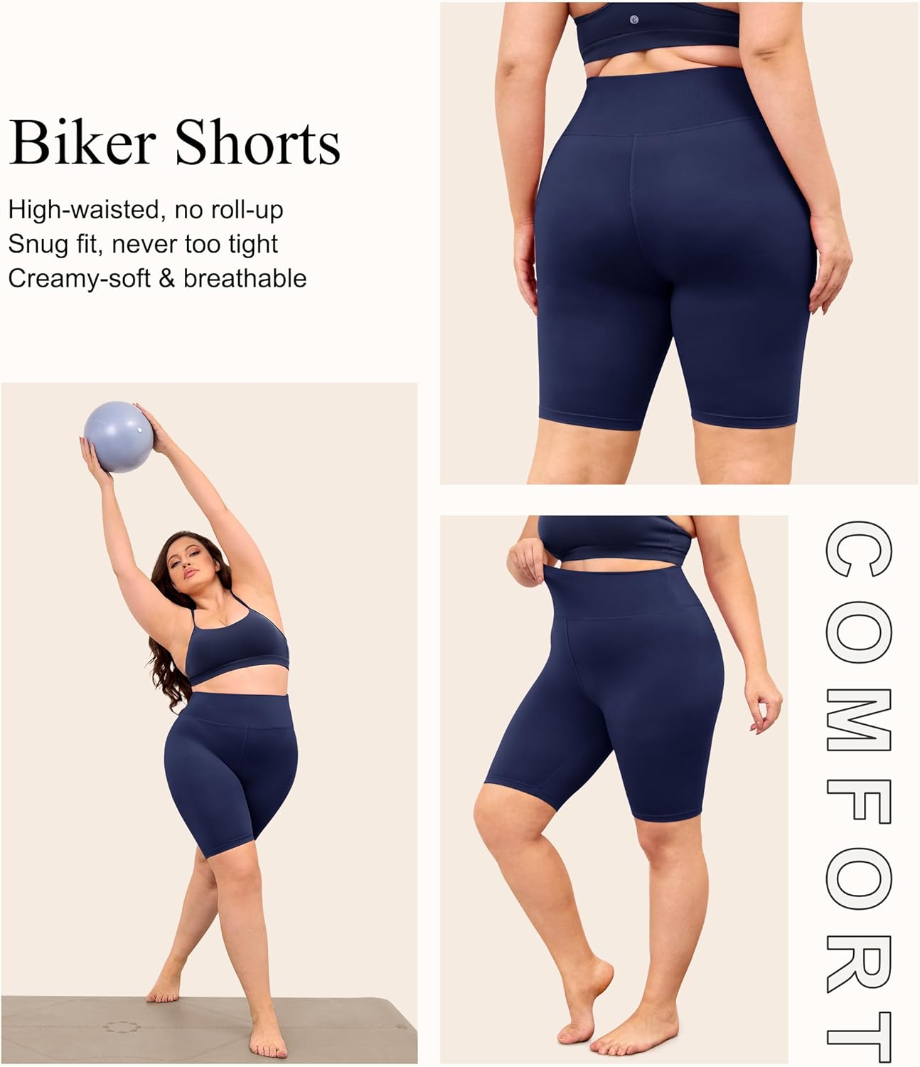 VALANDY Creamlush Plus Size Biker Shorts for Women - 8" High Waisted Ultra Soft Yoga Shorts(L-5XL) - Image 4