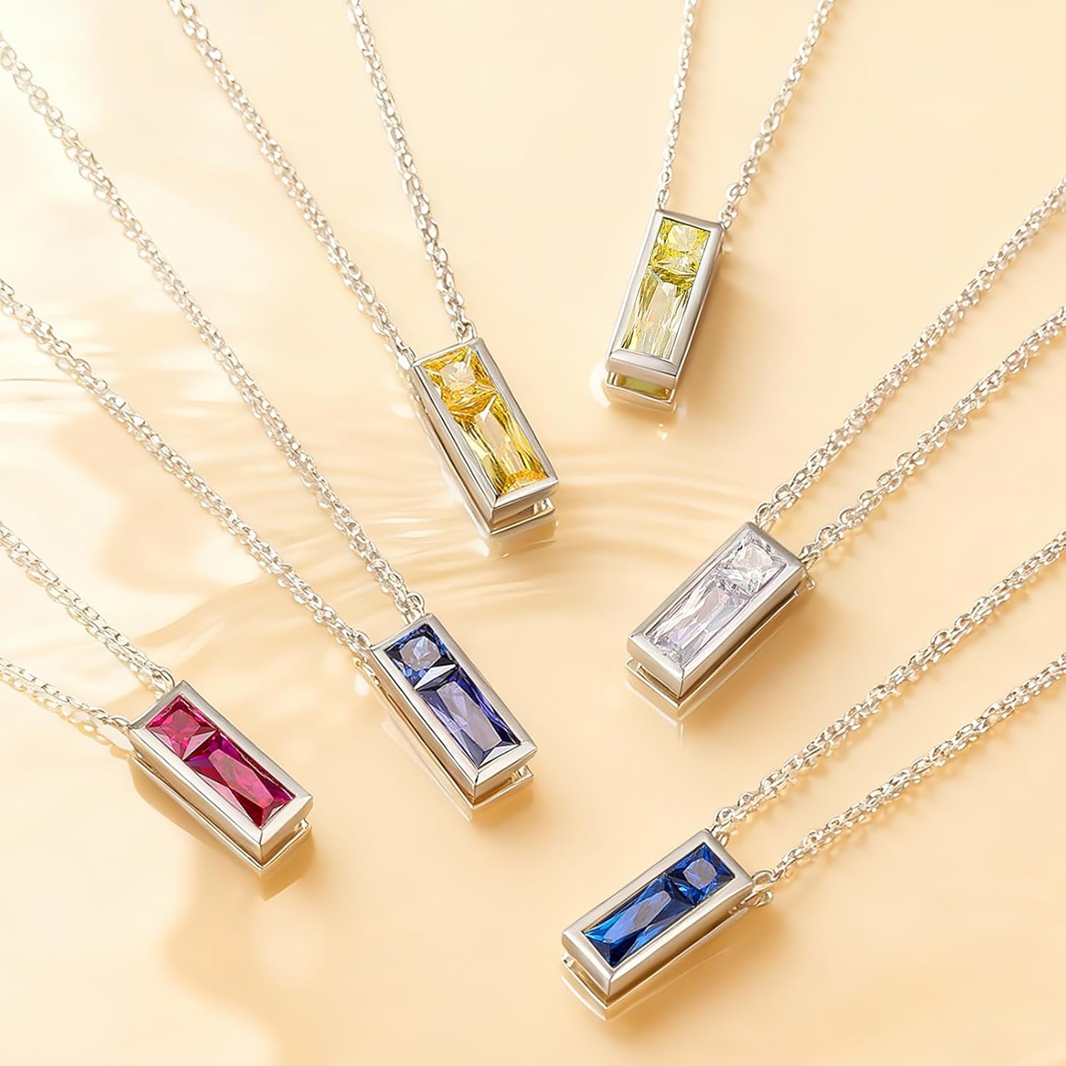 SUNFEEL Birthstone Necklace for Women, S925 Sterling Silver Necklaces with Square Cubic Zirconia Gemstone Necklace Women's Jewelry Anniversary Birthday Gifts for Women Mom Wife Her - Image 5