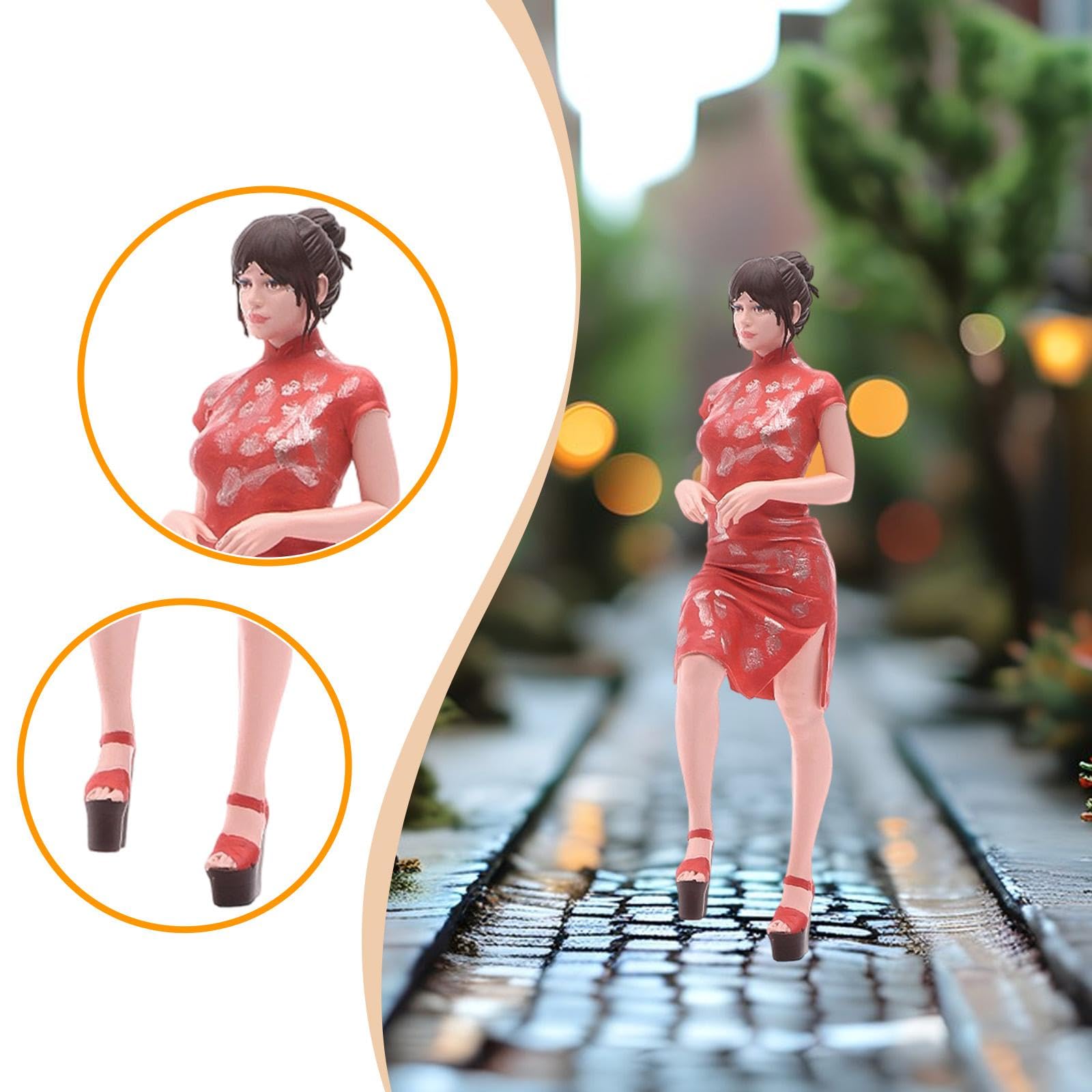 Modello 3D di Cheongsam in 1/24, Personaggio per Giochi di Ruolo, Abito Cinese, Figura per plastico di Stazione