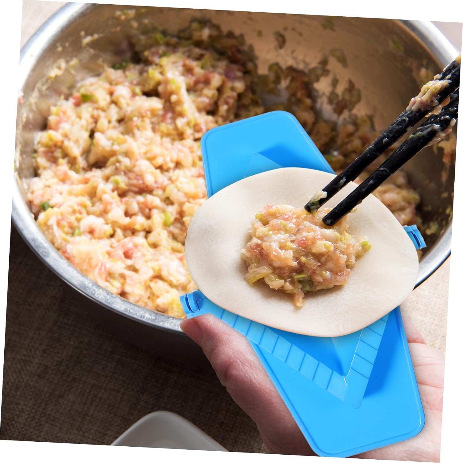 Generic 3pcs Square Dumpling Maker Set Plastic Non-stick Pierogi Press Manual Wrapper for Dumplings Wontons Empanadas Versatile Filling Mold Kitchen Cooking Tool