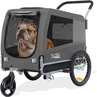 Tiggo VS Pets Large Hundeanhänger & Jogger 2-in-1 Hundebuggy, Fahrradanhänger Klappbar,groß ca. 270 Liter Volumen, für Hunde bis 35kg