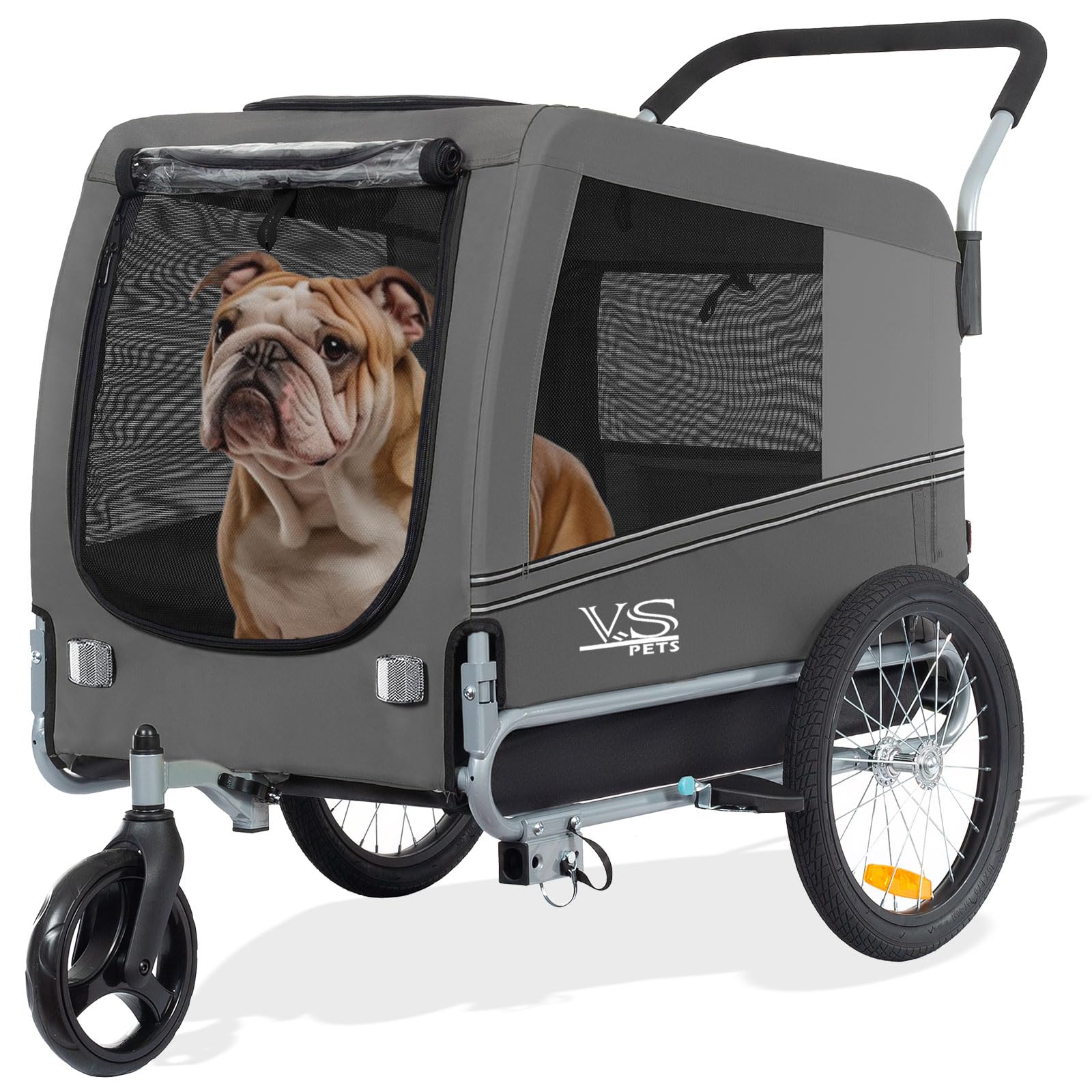 Tiggo VS Pets Large Hundeanhänger & Jogger 2-in-1 Hundebuggy, Fahrradanhänger Klappbar,groß ca. 270 Liter Volumen, für Hunde bis 35kg
