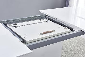 Best Master Furniture U626T Alaskan Extendable High Gloss Wood Dining Table in White/Gray