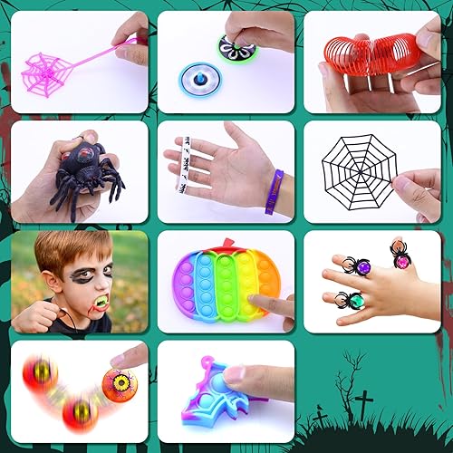 Miniatura 4 de 400 recuerdos de fiesta de Halloween para niños, juguetes a granel, bolsas de regalo, premios de aula, caja del tesoro, juguete de truco o trato