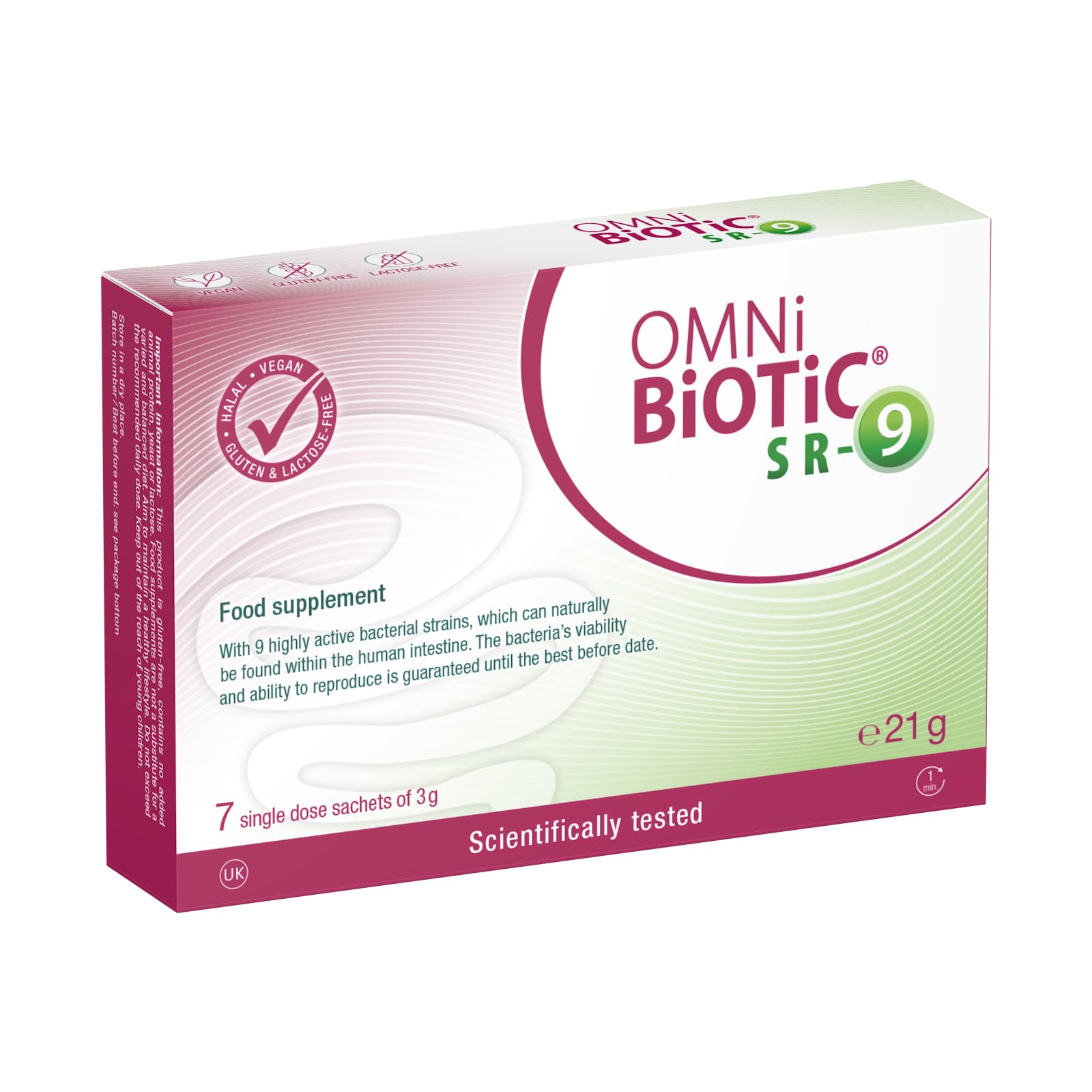 OMNi BiOTiC SR-9 | Stressed? Relax Your Gut Flora | 7 Sachets | Probiotics for Stress Resilience | 9 Bacterial Strains | 15 Billion Bacteria per Daily Dose | Powder | Vegan | Gluten-Free | Halal |