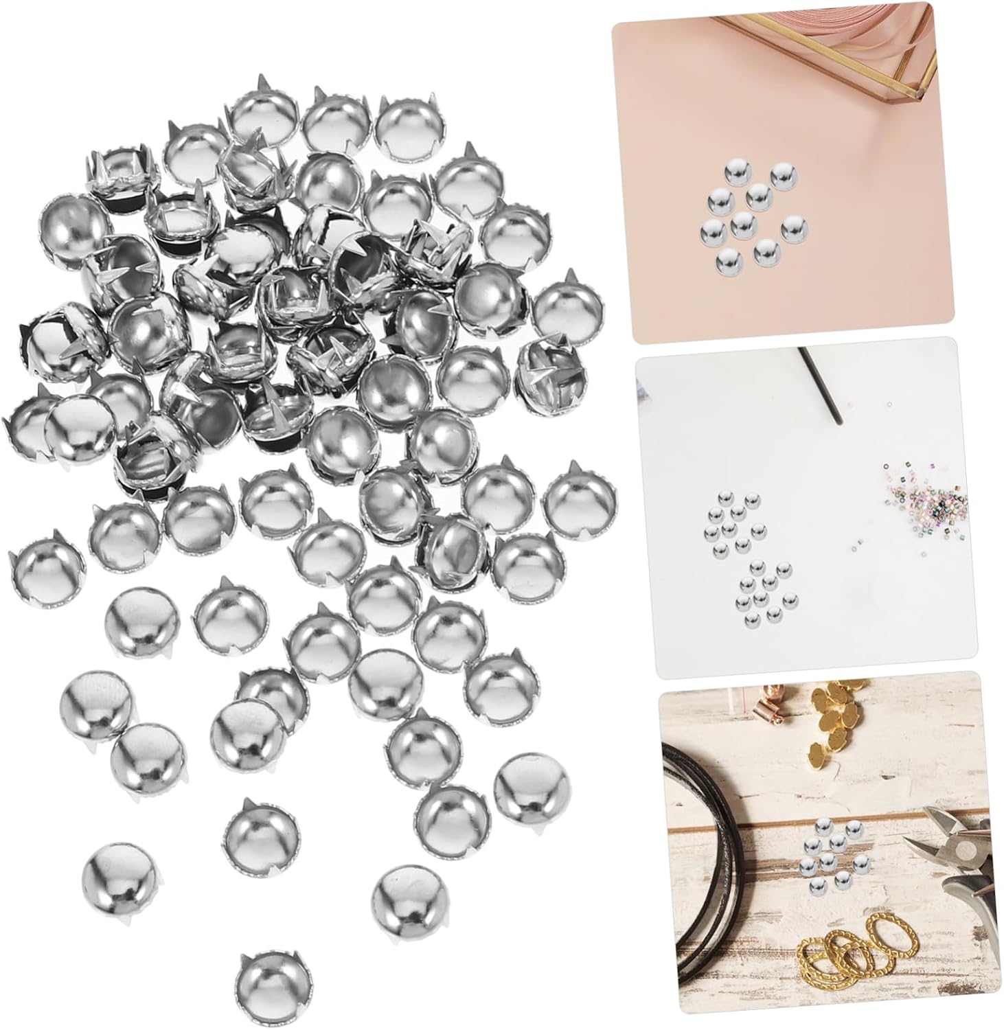 Silver Round Dome Rivets 100pcs Alloy Punk Rock Studs for Crafts
