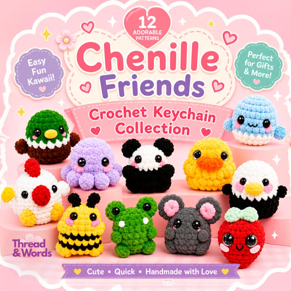 Chenille Friends: Crochet Keychain collection: Crochet Amigurumi Keychains for Beginners: Chenille Yarn Patterns for Cute Animal Plush, Easy Step-by-Step Crochet Guide