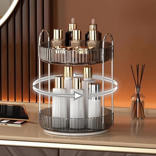 Miniatura 10 de YCIA&amp;DONE Organizador de maquillaje giratorio 360 y almacenamiento para encimera de tocador, 1 nivel, organizador de perfumes cosméticos de alta