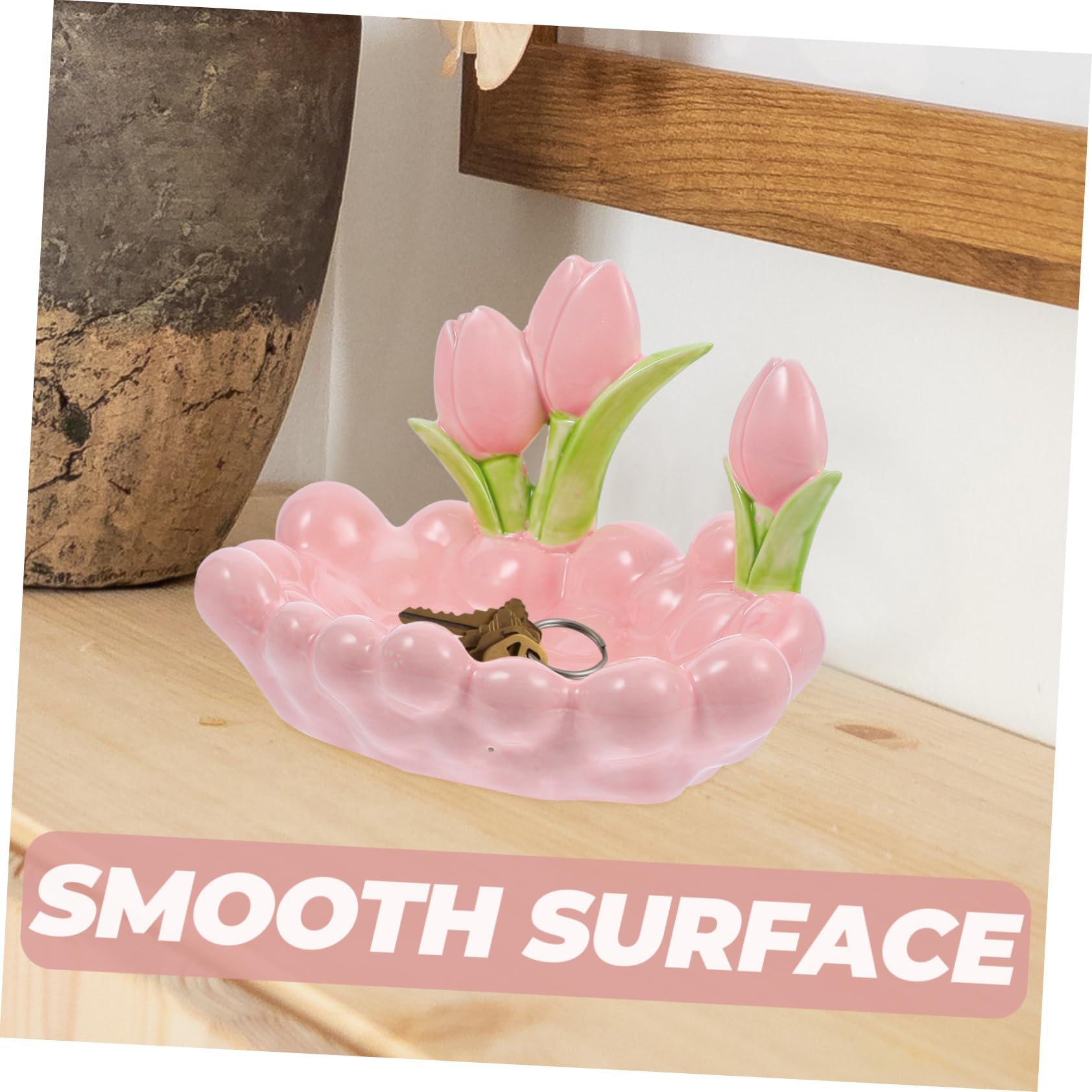CHILDWEET Kreative Keramik Schmuckschale in Tulpenform, Rosa, Klein