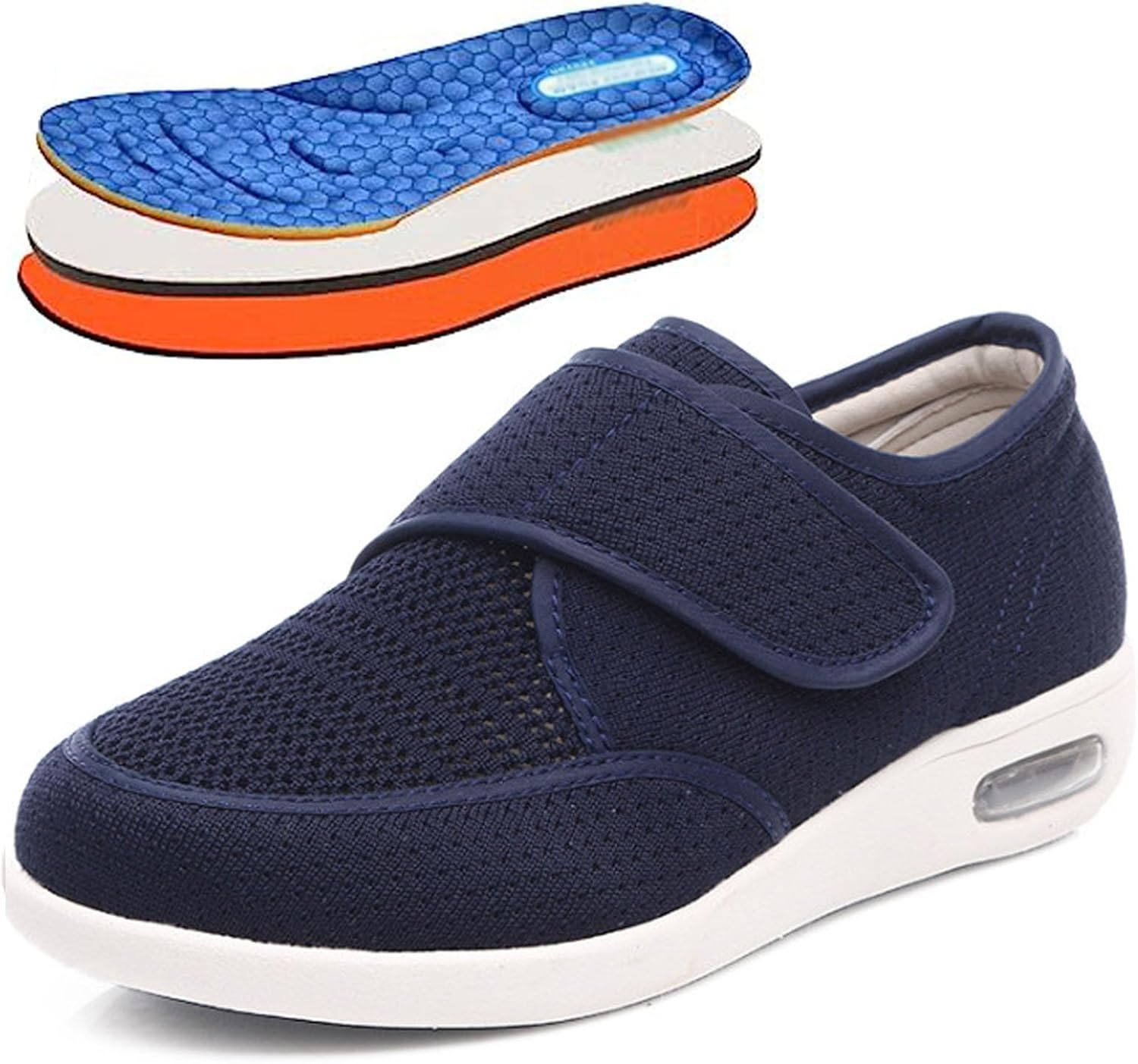 bumuam Diabetic Shoes Width Shoe for Elderly Women,Extra Wide Slip-on Shoes for Swollen Feet Adjustable Walking Shoes for Elderly Foot Pain Relief Men 4/Women 5