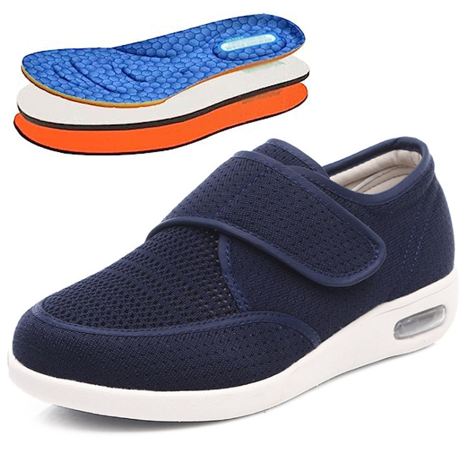 Hombres Mujer Ajustable Zapatos Turgente Pies,Pies Hinchados Calzado Antideslizante DiabéTico Zapatos Deportivos Casuales Ajustables Zapatos para Personas Mayores Zapatillas EU 42(27.5cm/10.8in)
