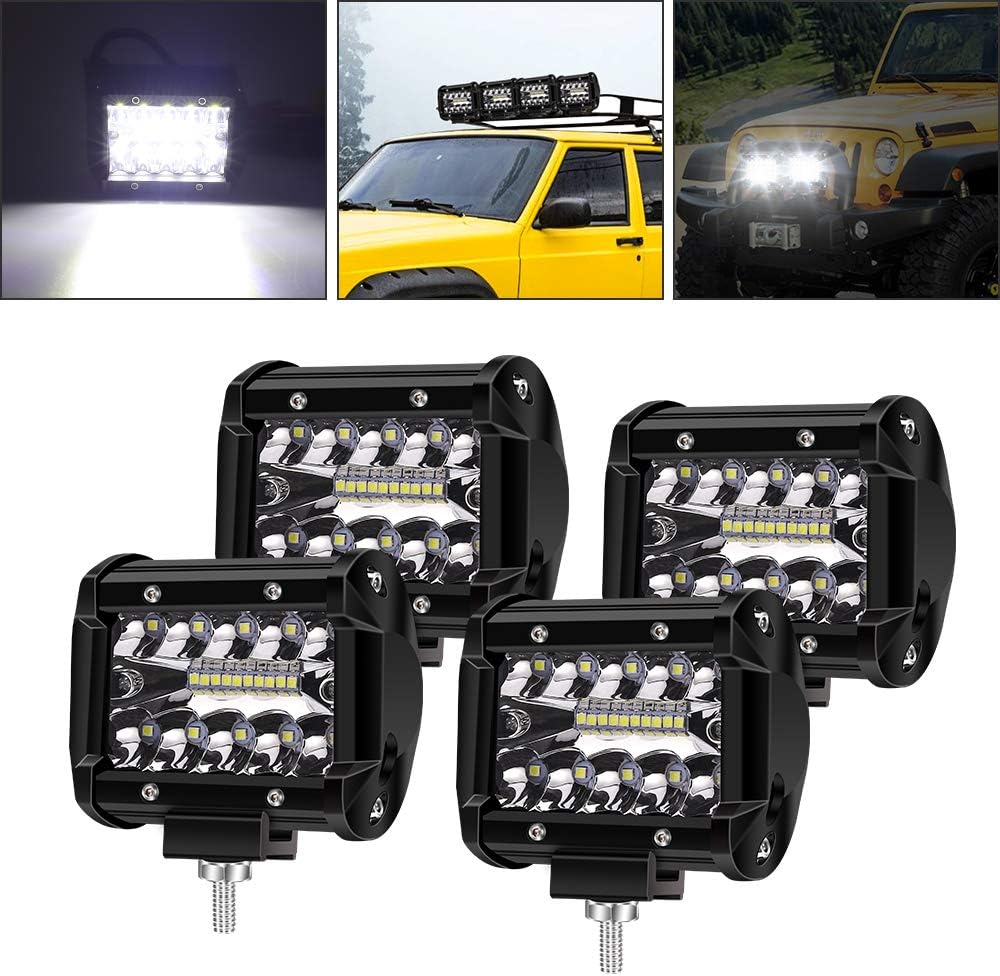 Biqing 4PCS Focos LED Tractor 12V,60W Faro Trabajo Led 4