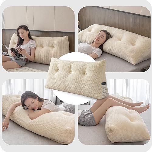 Miniatura 3 de Cabecera triangular grande, respaldo de cuña y respaldo de posicionamiento, almohadas de lectura, almohadas de cuña para cama de día con funda