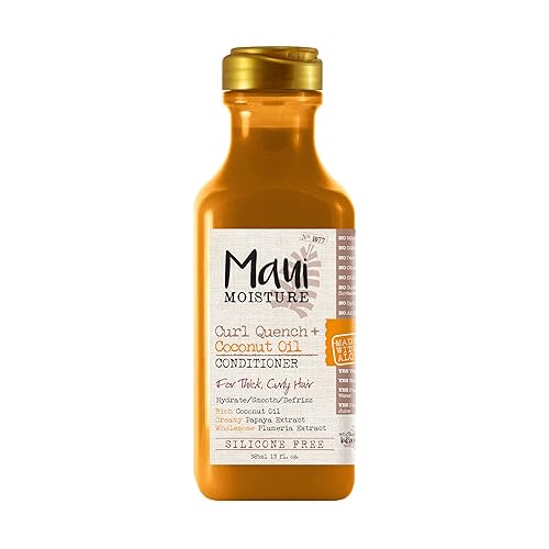 Maui Moisture Curl Quench + Coconut Oil Curl-Defining Anti-Frizz Conditioner to Hydrate and Detangle Tight Curly Hair, Softening Conditioner, Vegan, Silicone & Paraben-Free, 13 fl oz - 13 Fl Oz (Pack of 1) - Conditioner