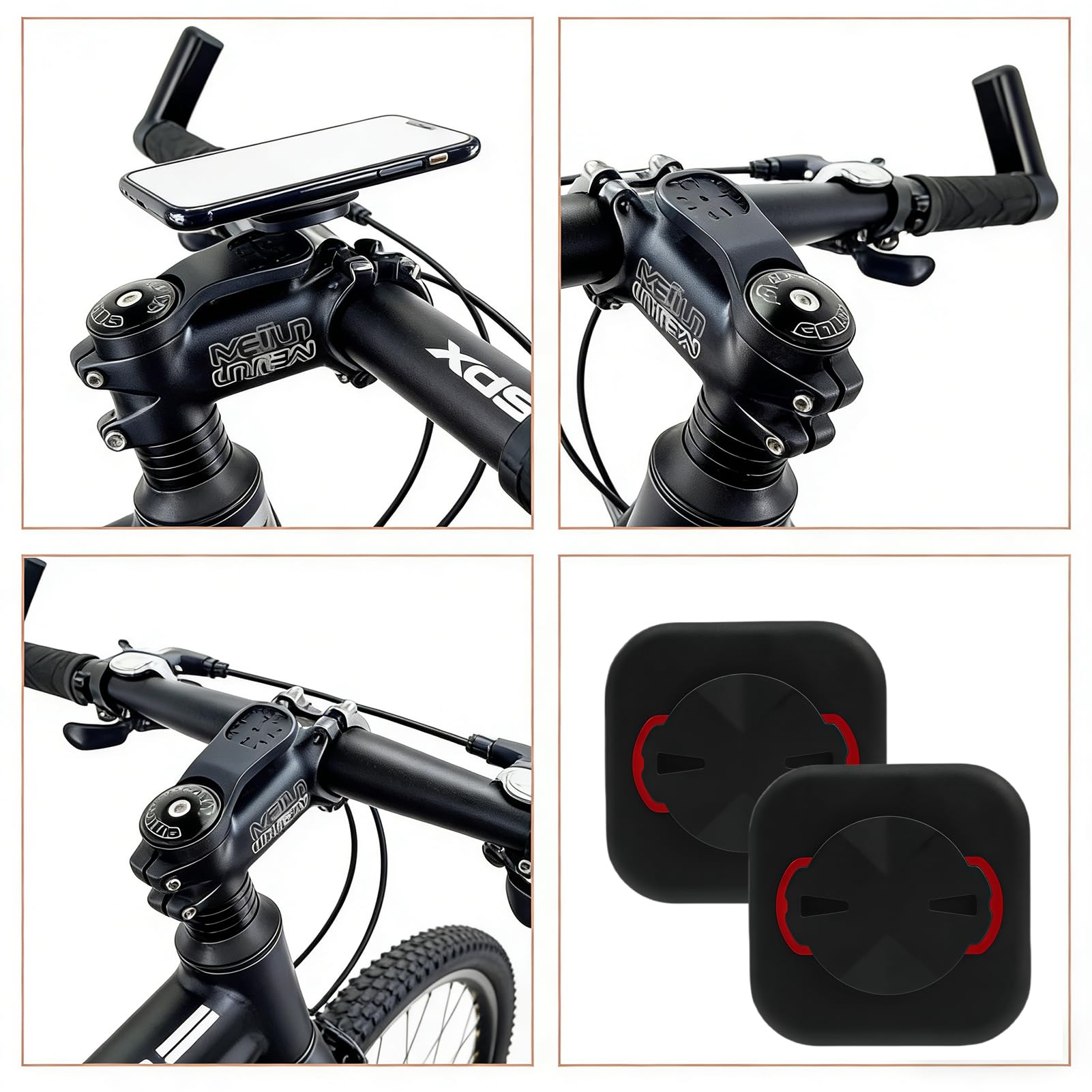 2 soportes adhesivos de teléfono para bicicleta – adaptador de montaje para Sigma Rox y Garmin Edge, soporte de extensión GPS de plástico — view 6