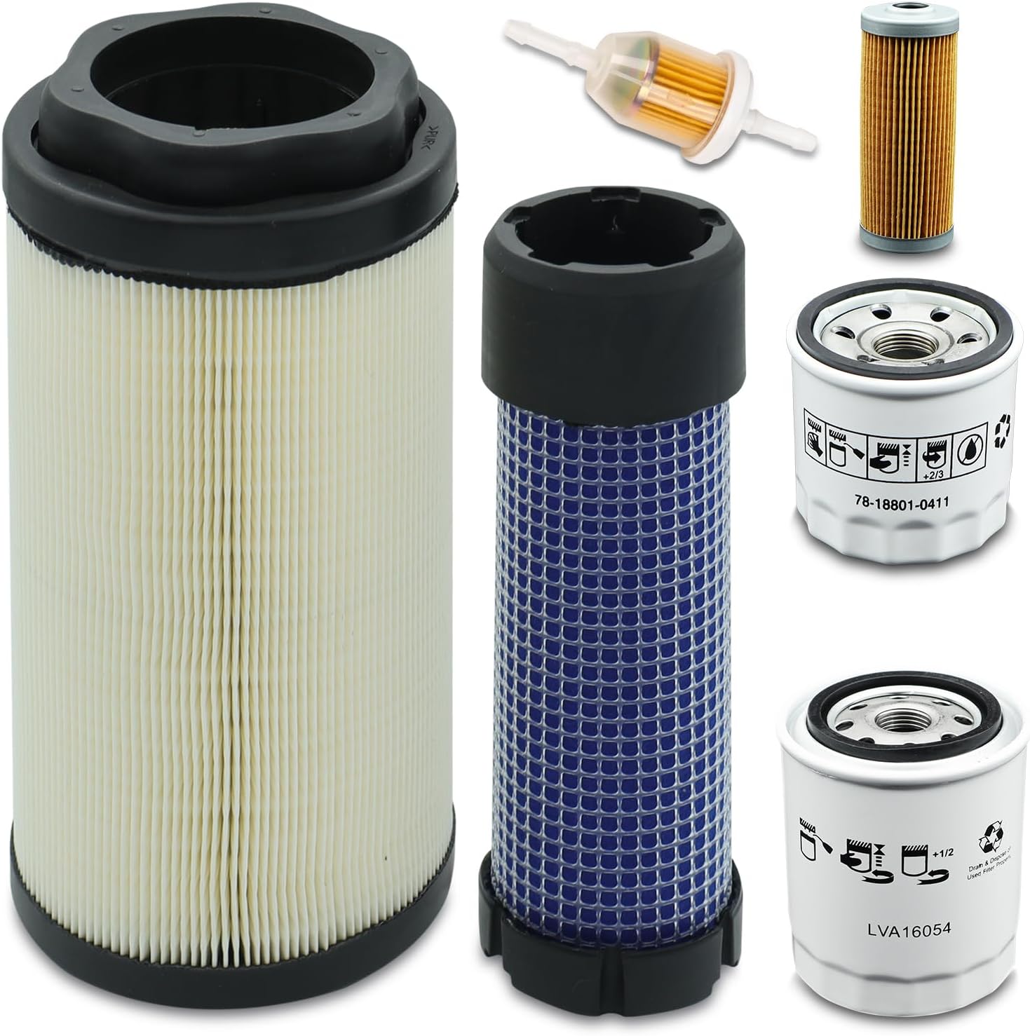 Tractors maintenance kit Oil，Fuel，Air Filter Compatible with John Deere 1025R 1023E 1026R 2025R 2026R Replaces Part Numbers AM116304 LVU34504 LVU34503 M806418 MIU804763