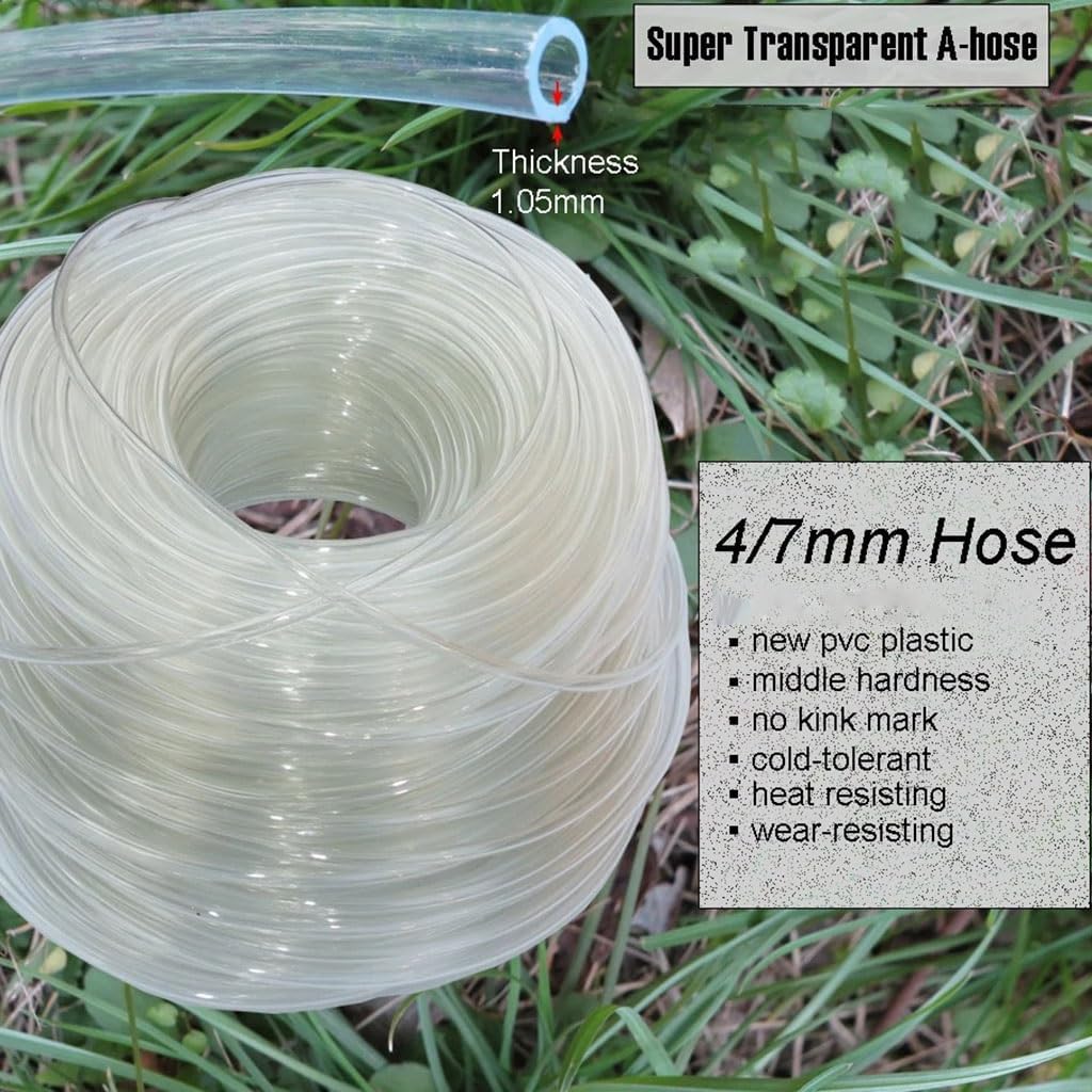 4/7mm Transparent PVC Garden Hose Tubing - 1/4 Inch Lightweight Irrigation Tubing, Heat Cold Resistant, Flexible Water Pipe for Outdoor Use(20M)