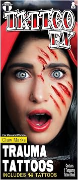 Realistic Claw Marks Trauma FX Temporary Tattoos - Hollywood-Quality Special Effects for Halloween, Cosplay, and Costume Makeup - Skin-Safe, Easy to Apply & Remove