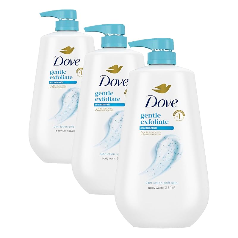 Sabonete líquido corporal Dove Gentle Exfoliate Sea Minerals sem sulfato, pacote com 3 de 907 mL