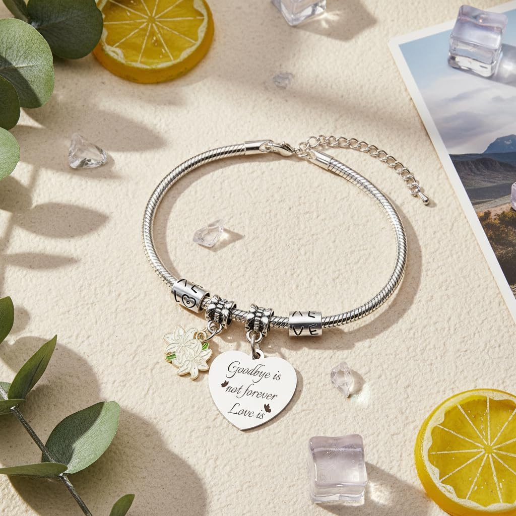 Aelciyue In Memory Of Loved One Gifts - Christmas Memorial Gifts Remembrance Bereavement Gift Ideas Pet Sympathy Grief Gift for Loss Of Loved One Lilies Flower Link Bracelet Keepsake for Loss Of Mom - Image 6