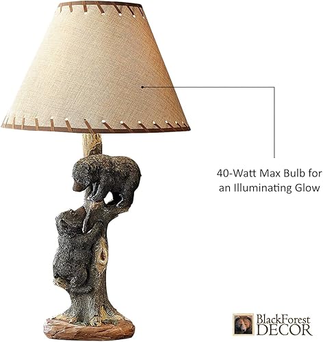 Miniatura 2 de Black Forest Décor - Lámpara de mesa con dos oseznos, estilo rústico, sala o decoración del hogar.