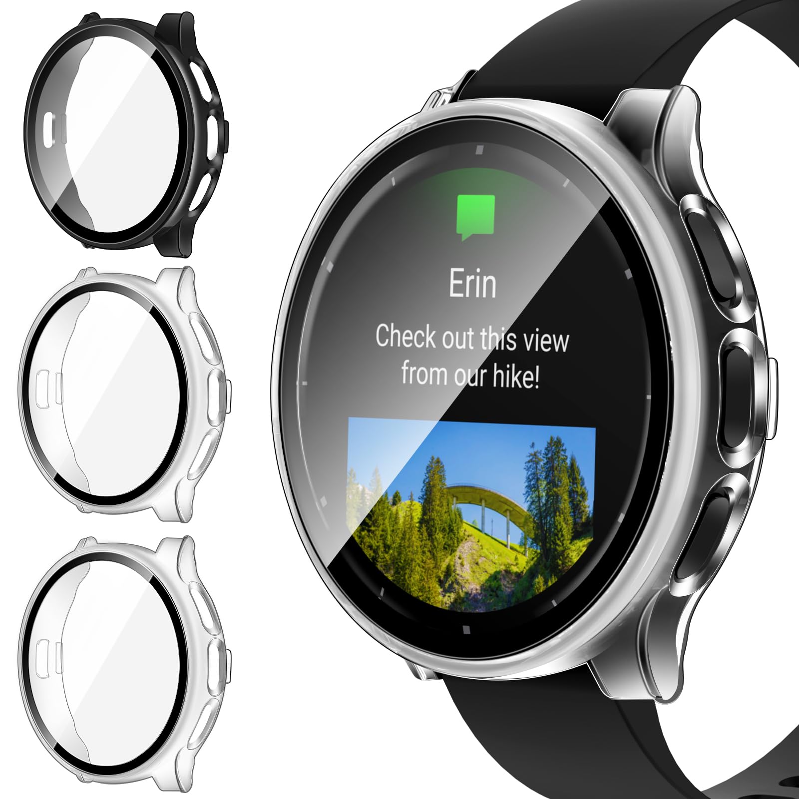 KeeFos Custodia Per Garmin Venu 3 – 2 Pezzi Con Vetro Temperato Incluso, Protezione 360° Antiurto E Trasparente/nere - 4
