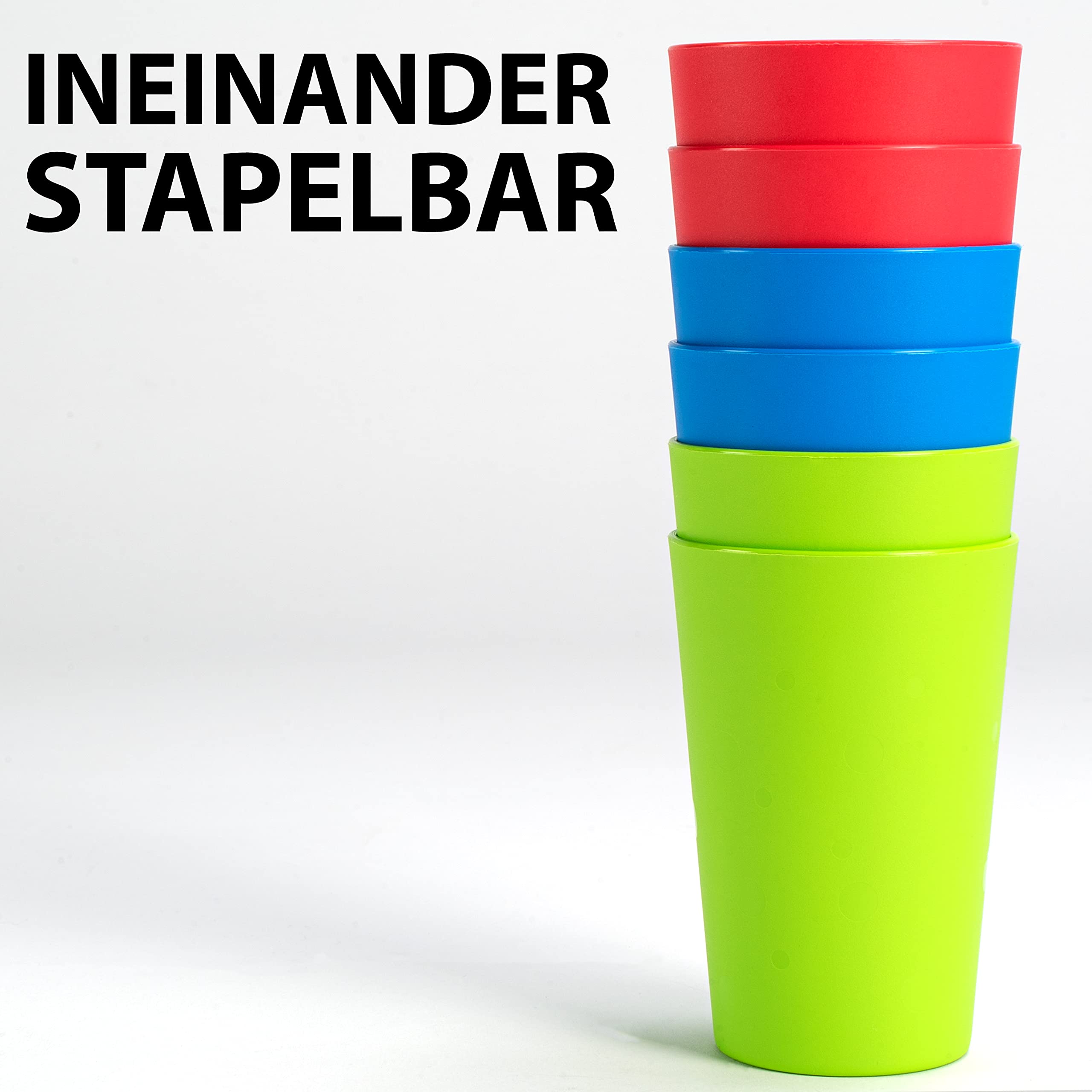 6 x Kunststof stapelbaar en onbreekbaar drinkbekers - BPA-vrij - 6