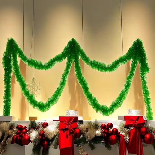 Miniatura 5 de Guirnalda de Navidad de 50 pies de ancho, 6 pulgadas de ancho, decoración de vacaciones verde suave para vacaciones, feliz año nuevo, fiesta, árbol,